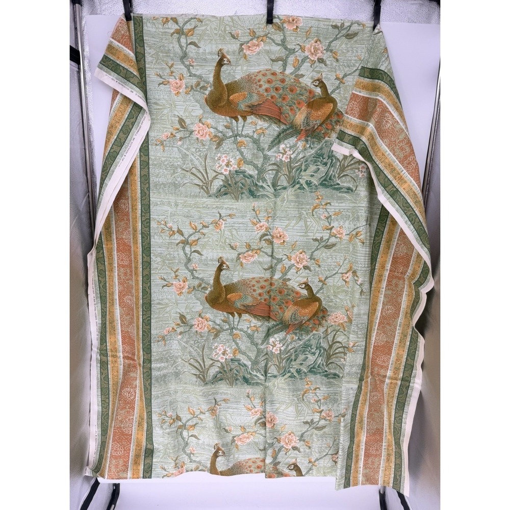 Vintage 1979 Atelier Originals Peacock Chinoiserie Fabric 3.4 Yd Beautiful Rare